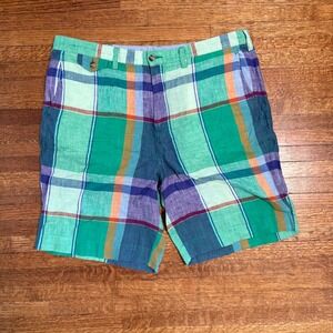 Polo Ralph Lauren Linen Madras Shorts 36 Classic Fit Plaid‎ 100% Linen